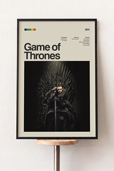 Pena Tablo Games of Thrones Siyah Çerçeveli Retro Dizi Posteri