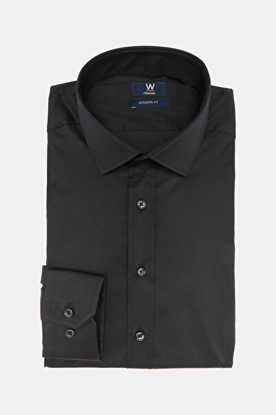 W Collection SİYAH UZUN KOLLU CUSTOM FIT GÖMLEK