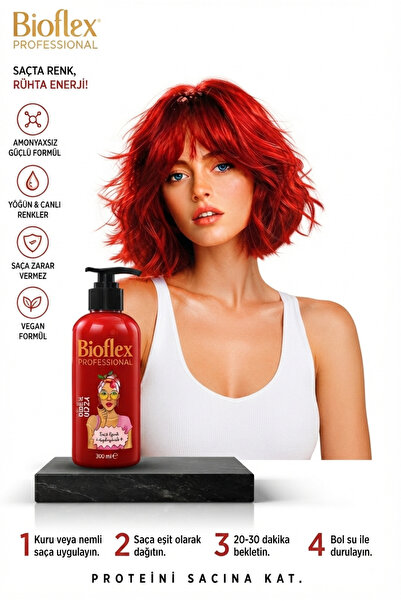 Bioflex Amonyaksız Biber Kızılı Renkli Saç Boyası 250 ml Kokusuz Su Bazlı Geç...