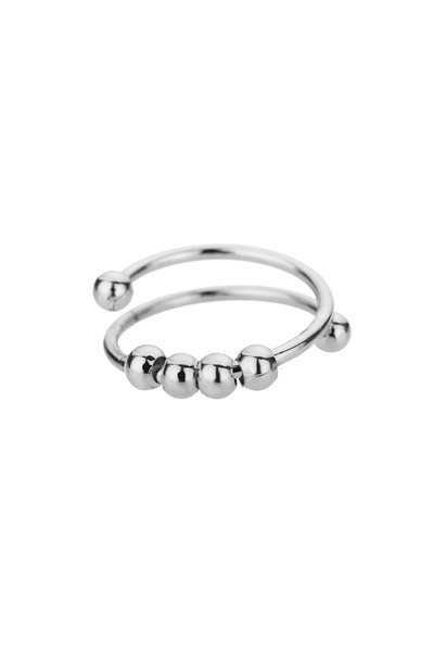 Choice1 resizable Silver Anxiety Balls Beads Rings for Women Open Spinner Adj...