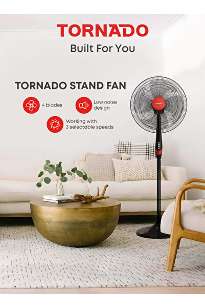 Tornado Pedestal Stand Fan, 18 inch, Oscillation Directions, 3 Speed Levels &...
