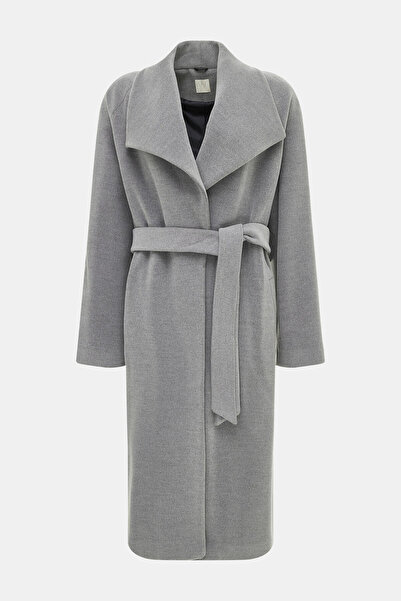 W Collection GRİ ŞAL YAKA MANTO