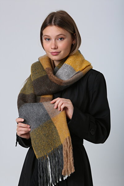 Luminos Butik Women's Yellow Shoulder Shawl Scarf 45x200 Cm Sal1270