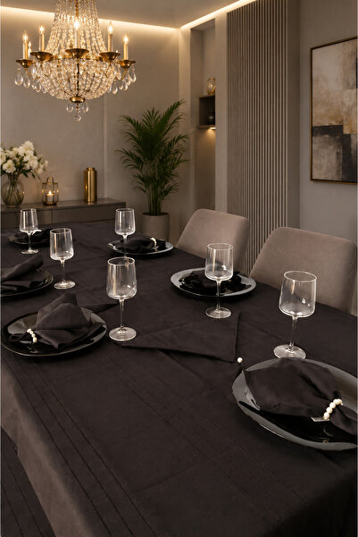 Çeyiz Diyarı Colber 26 Piece Tablecloth Set Black
