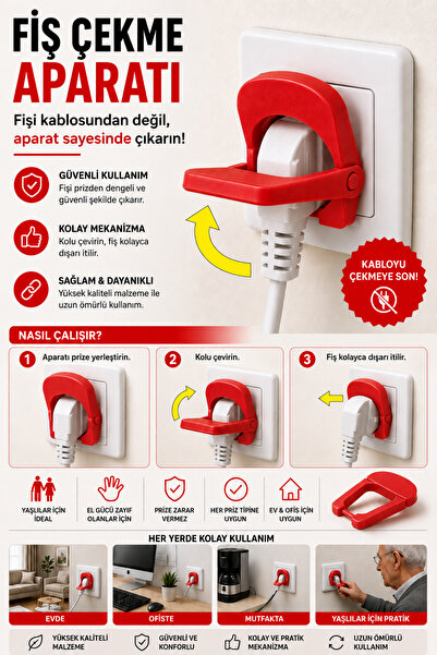 Ognami 3D Baskı Fiş Çekme Aparatı | Kolay Fiş Çıkarma Yardımcısı | Ergonomik ...