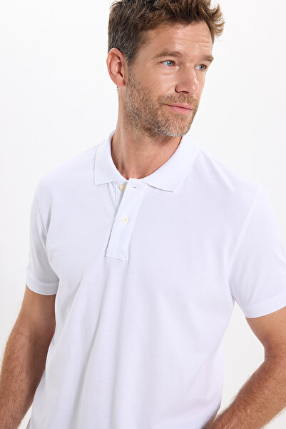Tudors Men's slim fit premium series 100% cotton soft mercerized white polo c...