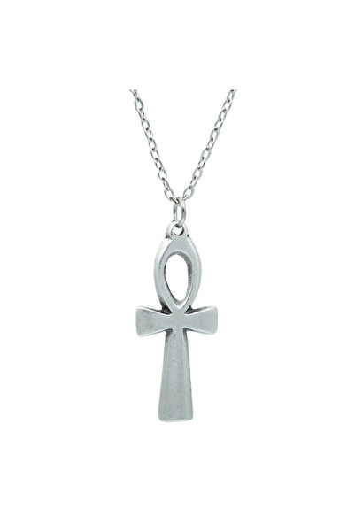 Bu Farklı Ankh Sembolü - Nil'in Anahtarı Kolye - Gümüş ( Silver ) Renk - 60 c...