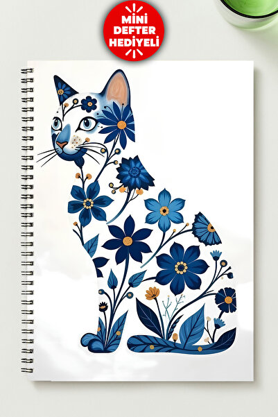 BLACKONECLASS Cute Cat A5 Metal Spiral Unlined Cardboard Cover Cute Cat Notebook