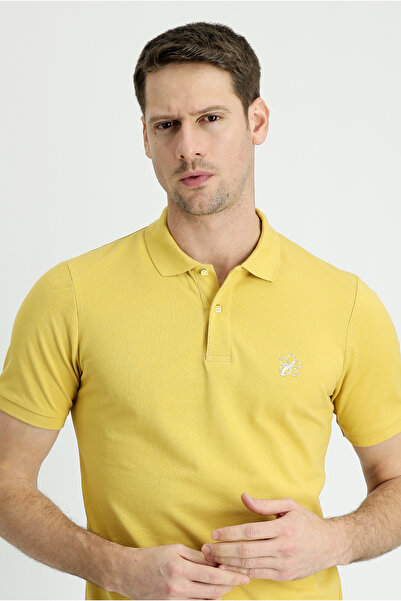 Kiğılı Printed Polo Neck Slim Fit Cotton T-Shirt
