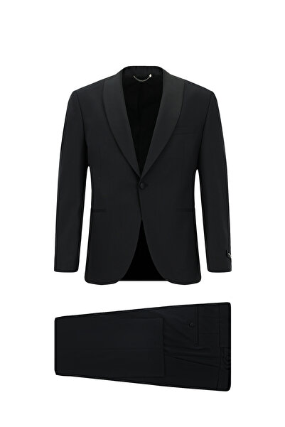 Abdullah Kiğılı 7 Drop Slim Fit Dar Kesim Şal Yaka Yün Smokin & Damatlık