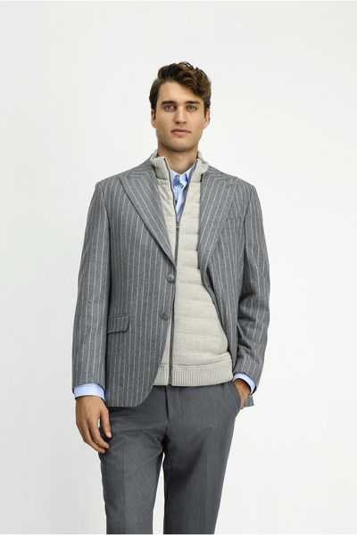 Kiğılı 6 Drop Regular Fit Standard Cut Striped Wool Pack Classic Jacket