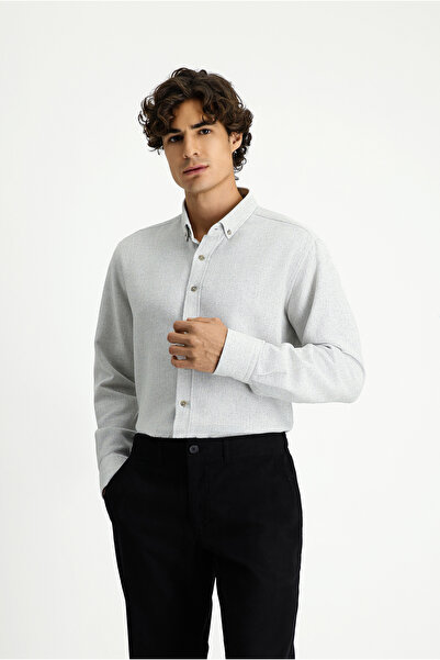 Kiğılı Collar Buttoned Cotton/Pes Textured Shirt - 8683841792871