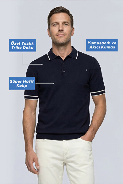 Kiğılı Regular Fit Şerit Detaylı Polo Yaka Örme Tişört