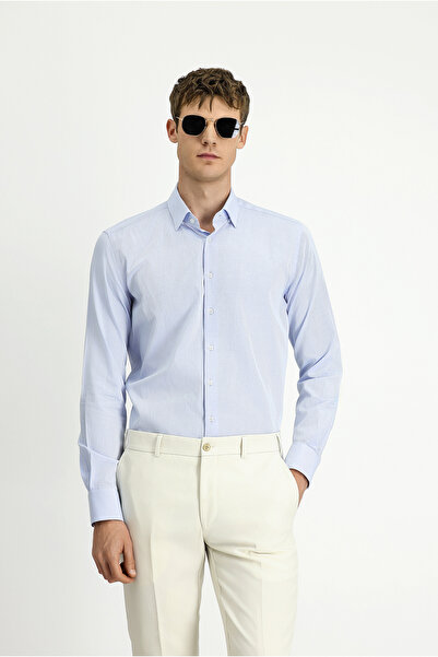 Kiğılı Long Sleeve Slim Fit Slim Fit Classic Patterned Cotton Shirt