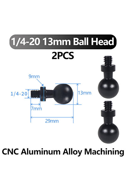 Choice3 2PCS 13mm Black 12/13/15/17/20mm Aluminum Ball Head Mount 1/4"-20 Thr...