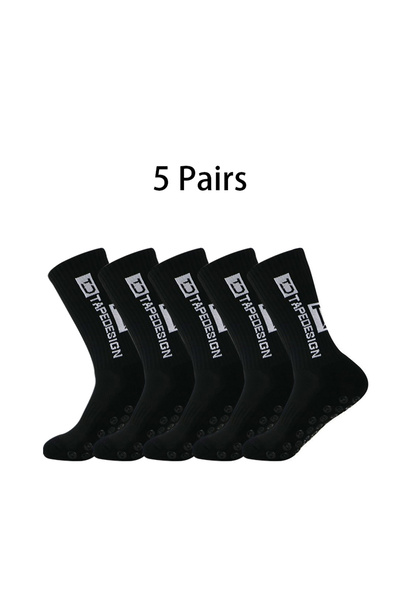 Choice TC-5-Black 5 Pairs New Mid-barrel Football Socks Anti-slip Silicone Bo...