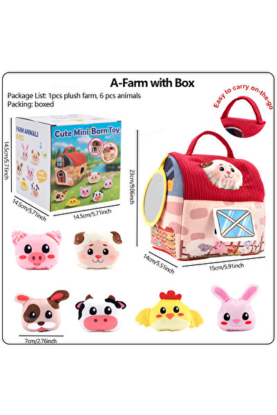 Choice A-Farm with Box Soft Plush Baby Tissue Box Toys Animals Farm with Soun...