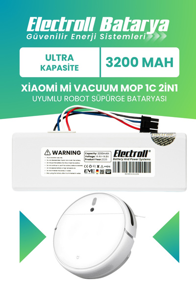 ELECTROLL Xiaomi Mi Vacuum Mop 1c 2in1 Uyumlu Batarya (ULTRA KAPASİTE) 3200ma...