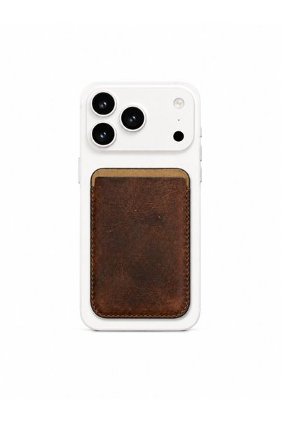 PiyasaSepeti iPhone 17 Pro Heritage Genuine Leather Wallet Magsafe Vintage Brown