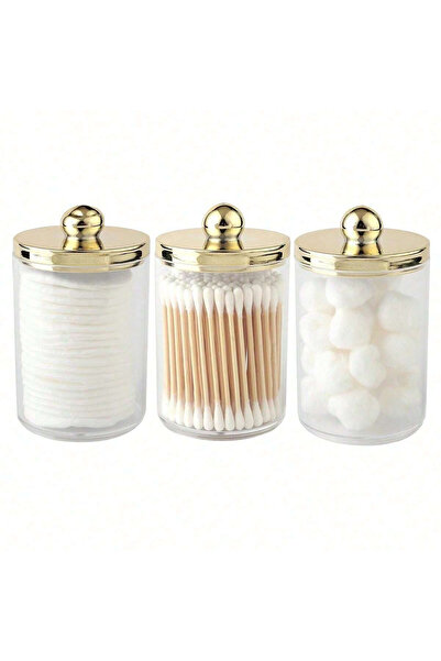 Choice gold 3pcs Cotton Swab Ball Pad Holder, Plastic Organizer with Lid, 10 ...