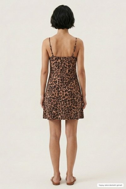 penyebizden Rochie scurtă cu bretele subțiri - Leopard maro