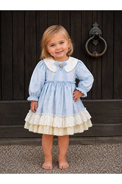 LİLİYUM Baby Girl Long Sleeve Dress – Stylish Infant Dress with Ruffles / Emb...