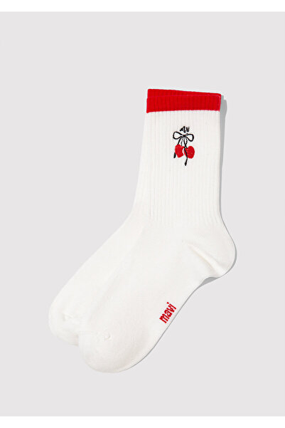 Mavi Ecru-Socken mit Kirschstickerei 1913860-34523