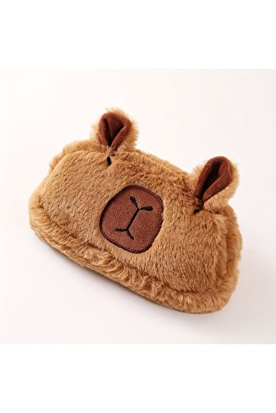 Choice Brown Cute Cartoon Capybara Large Capacity Plush Pencil Case, Makeup B...