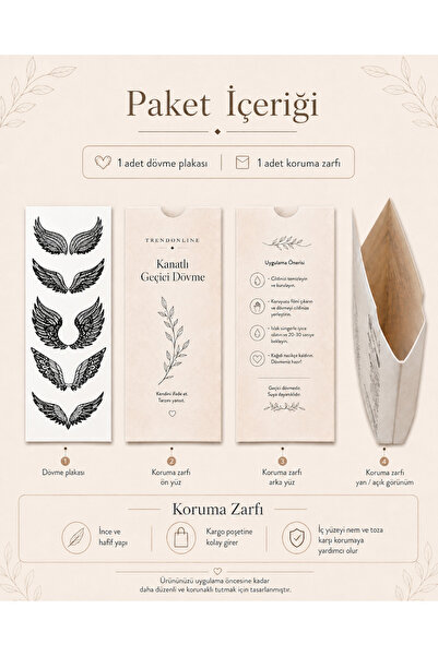 TATTOO TEMPORARY Trendonline Melek Kanadı Geçici Dövme