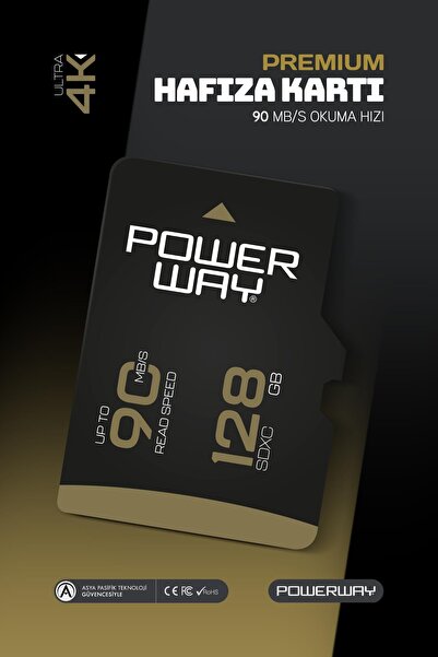 POWERWAY Premium 128 Gb Sdxc Uhs Class 4K Ultra Speed Memory Card + Adapter