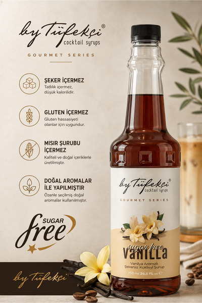 By Tüfekçi Şekersiz Kahve Şurubu 4’lü Avantajlı Set 4x750 ML + 4 Adet Pompa | Doğal Aroma | Sugar Free | 0 Şeker 0 Kalori