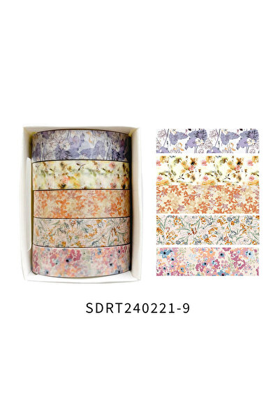 Choice10 JDX-872 5 Rolls of Boxed Romantic Flower Handbook Tape, Cute DIY Fre...