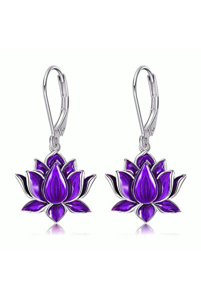 Choice E4995 Huitan Elegant Women Drop Earrings Blue Lotus Shaped Fresh Style...