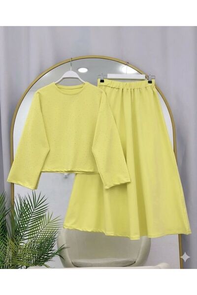 VOLT CLOTHİNG ΛΑΜΠΕΡΟ ΓΥΝΑΙΚΕΙΟ ΣΕΤ ΜΕ ΧΤΕΝΙΣΜΕΝΗ ΦΟΥΣΤΑ