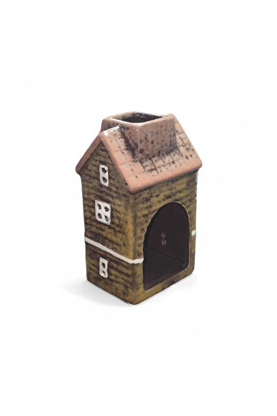 mutlu adım 1 Adet 15x8cm Mini Seramik Ev Dekor Biblo Yeşil Ev Mumluk