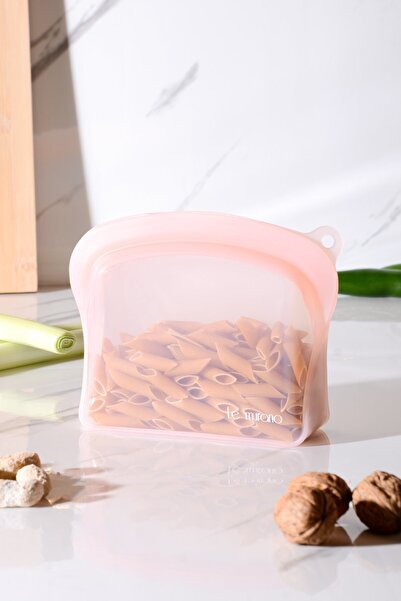 Saule Sheer Hava Sızdırmaz Kilitli Silikon Saklama Torbası 600 ml | Pembe