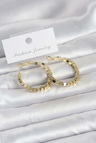 Inure Jewelry أقراط نسائية من النحاس باللون الذهبي على شكل حلقة مربعة
