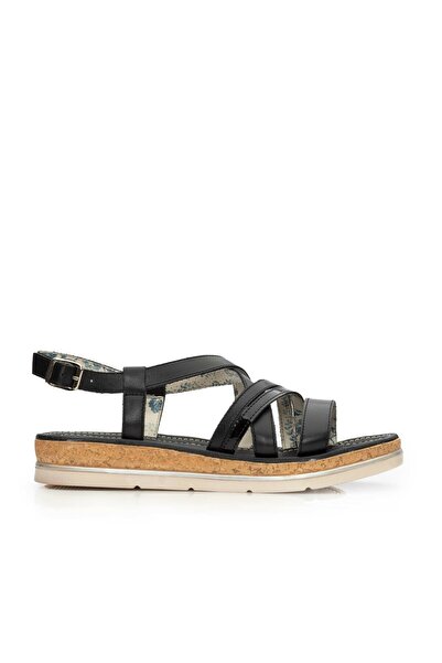UrbanShoes Sandale dama cu talpa joasa din piele naturala - 491-1 negru box