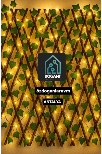 dogant özdoğanlar avm Yapay Bitki Ahşap Ledli Akardiyonlu Çit Ledli