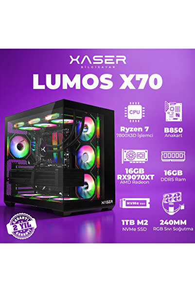 XASER Lumos X70 Ryzen 7 7800X3D 16GB DDR5 Ram 1TB M.2 NVMe SSD 16GB RX9070 XT...