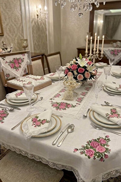 Çt Çeyizci Tekstil Σετ φαγητού Καναβίσβε Ροζ για 12 άτομα – 26 τεμάχια 160x22...