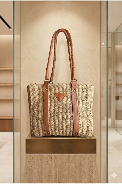 Luminos Butik Ψάθινη τσάντα σε χρώμα καμηλό CNT1025