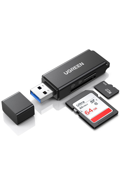 Ugreen Cititor de carduri CM104 (40752) - USB pentru carduri SD/TF, 5Gbps - N...