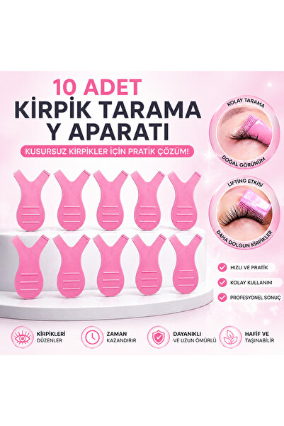 PİRAYE AKSESUAR İpek Kirpik Y Tarak 10 Adet - Perma Tarak
