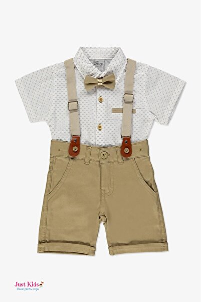 Terry Set/Ținută din 4 piese, pantaloni scurți și cămașă albă cu imprimeu, 1-...