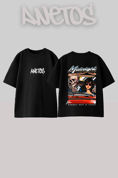 Anetos Μπλουζάκι Skeleton Woman Design με στάμπα στην πλάτη, βαμβακερό, μαύρο...