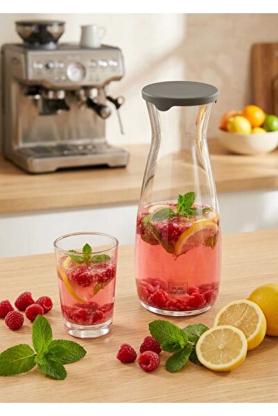 Veyla Style Gri Silikon Kapaklı Cam Karaf Sürahi 1,2 lt