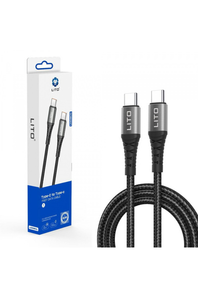 Lito Cablu de date și încărcare USB-C - USB-C LD22CC, 60W, 2m, Negru