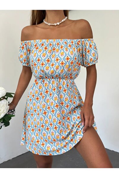 ALMİLA MODA DESENLİ MİNİ ELBİSE