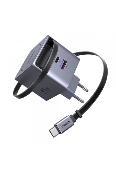 Ugreen Incarcator Retea Cu Cablu USB-C X614, 45W, 3A, 1 x USB-A - 1 x USB-C, Gri